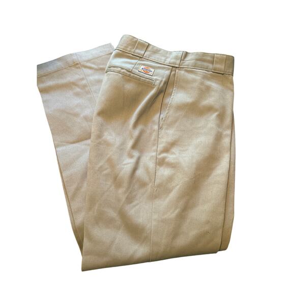 GUC Dickies Tan Work Pants Pockets Zipper Size 32 x 34 - Picture 1 of 5